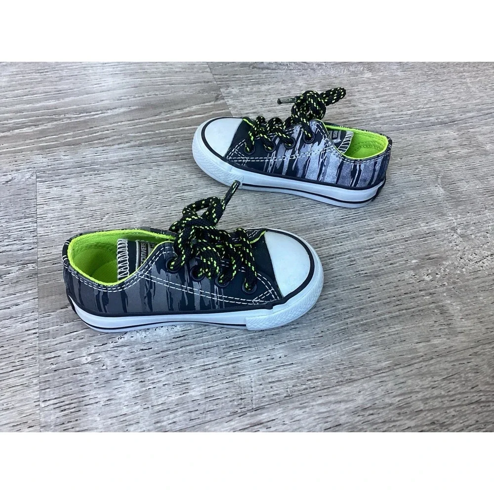 Converse Chuck Taylor All Star Baby 5 Oxford Black/Bold Lime 754410C Dinosaur